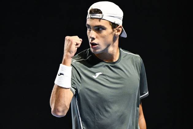 Spanish Alex Marti Pujolras reacts during the qualifying phase of the European Open Tennis ATP, Tennis Herren tournament, in Antwerp, Sunday 13 October 2024. TOM GOYVAERTS TomxGoyvaerts  x102438599x