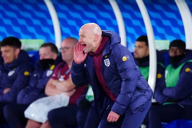 England Interim Head Coach Lee Carsley Finland v England, UEFA Nations League, League B, Group 2, Football, Helsinki Olympic Stadium, Helsinki, Finland, 13 Oct 2024 EDITORIAL USE ONLY No use with unauthorised audio, video, data, fixture lists, club league logos or live services. Online in-match use limited to 120 images, no video emulation. No use in betting, games or single club league player publications. Copyright: xJavierxGarcia Shutterstockx 14776794da