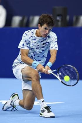 Belgian Gilles-Arnaud Bailly pictured in action during the qualifying phase of the European Open Tennis ATP, Tennis Herren tournament, in Antwerp, Sunday 13 October 2024. DAVIDxPINTENS  x102441214x