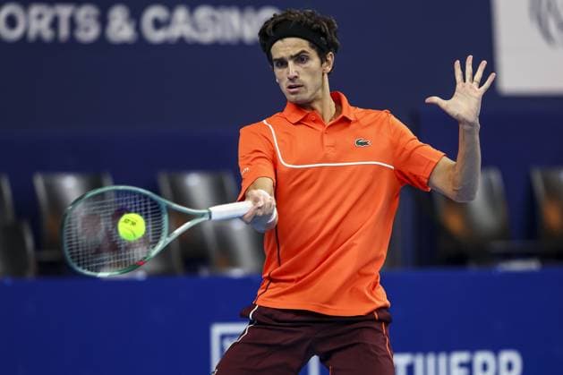 French Pierre-Hugues Herbert pictured in action during the qualifying phase of the European Open Tennis ATP, Tennis Herren tournament, in Antwerp, Sunday 13 October 2024. DAVIDxPINTENS  x102441225x