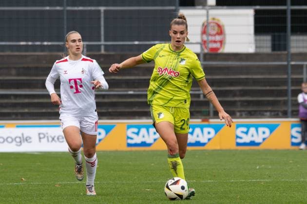 Köln, Germany, October 13th 2024 Selina Cerci (28 Hoffenheim) in action during the Google Pixel Frauen-Bundesliga between 1. FC Köln and TSG Hoffenheim at Franz-Kremer-Stadion in Köln, Germany. Qianru Zhang (Qianru Zhang SPP) Copyright: xQianruxZhang SPPx spp-en-QiZh-DSC_5432-Enhanced-NR
