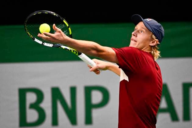 STOCKHOLM, SWEDEN 20241014 Leo Borg paired with Adam Heinonen facing Gonzalo Escobar and Diego Hidalgo during the opening round of the BNP Paribas Nordic Open at Kungliga tennishallen in Stockholm STOCKHOLM SWEDEN x10040x  Copyright: xAndersxWiklund TTx NORDIC OPEN TENNIS 2024