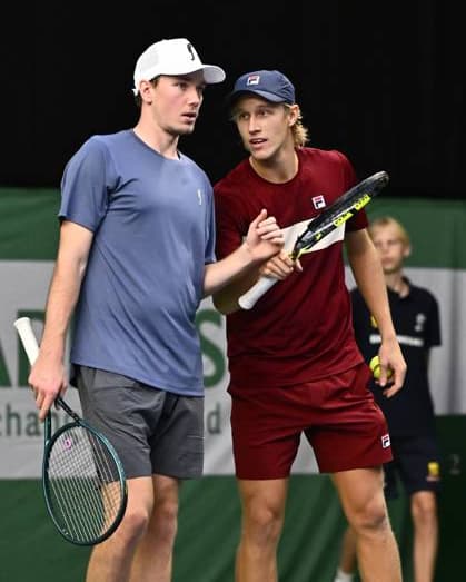 STOCKHOLM, SWEDEN 20241014 Leo Borg th in pair with Adam Heinonen facing Gonzalo Escobar and Diego Hidalgo during the opening round of the BNP Paribas Nordic Open at Kungliga tennishallen in Stockholm STOCKHOLM SWEDEN x10040x  Copyright: xAndersxWiklund TTx NORDIC OPEN TENNIS 2024