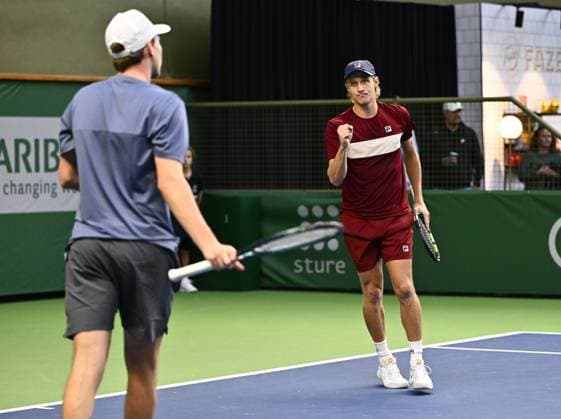 STOCKHOLM, SWEDEN 20241014 Leo Borg paired with Adam Heinonen facing Gonzalo Escobar and Diego Hidalgo during the opening round of the BNP Paribas Nordic Open at Kungliga tennishallen in Stockholm STOCKHOLM SWEDEN x10040x  Copyright: xAndersxWiklund TTx NORDIC OPEN TENNIS 2024