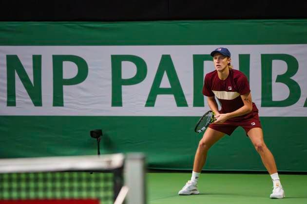 STOCKHOLM, SWEDEN 20241014 Leo Borg paired with Adam Heinonen facing Gonzalo Escobar and Diego Hidalgo Ecuador during the BNP Paribas Nordic Open at Kungliga tennishallen in Stockholm STOCKHOLM SWEDEN x12056x  Copyright: xPeterxHansson TTx NORDIC OPEN TENNIS 2024