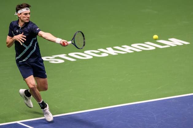 241014 Marc Andrea Huesler of Switzerland competes in a men s singles tennis match during day 3 of the ATP 250 Nordic Open on October 14, 2024 in Stockholm Photo Jesper Zerman BILDBYRAN kod JZ JZ0576 tennis nordic open 3 bbeng  Copyright: JESPERxZERMAN BB241014JZ064