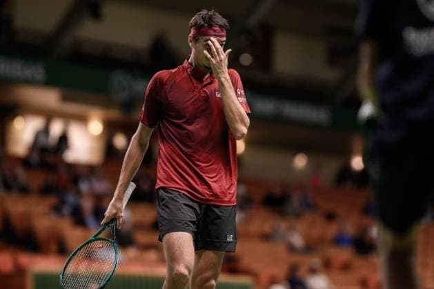241014 Lorenzo Sonego of Italy competes in a men s singles tennis match during day 3 of the ATP 250 Nordic Open on October 14, 2024 in Stockholm Photo Jesper Zerman BILDBYRAN kod JZ JZ0576 tennis nordic open 3 bbeng  Copyright: JESPERxZERMAN BB241014JZ071