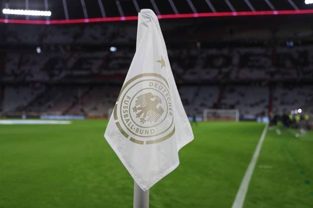 Munich, Germany, October 14, 2024 Football, Men, UEFA Nations League, Germany Netherlands, Group A3, Allianz Arena Here a corner flag with the logo and lettering of the DFB, German Football Association, symbolic image