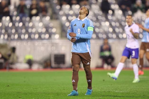 Belgium v France - UEFA Nations League 14 10 2024 BRUSSELS, BELGIUM - OCTOBER 14 : Tielemans Youri midfielder of Belgium showing dejection during the UEFA Nations League tournament League A Phase Group A2 match between Belgium and France on October 14, 2024 in Brussels, Belgium, 14 10 2024 Brussels Belgium  Copyright: xTomasxSiskx