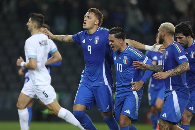 October 14, 2024, Udine, Friuli, Italy: MATEO RETEGUI 9 reacts to scoring his penalty kick in the UEFA Nations League 2024 matchday 4 0f 6 between ITALY and ISRAEL at Bluenergy Stadium in Udine, Italy Udine Italy - ZUMAc179 20241014_zep_c179_022 Copyright: xMickaelxChavetx