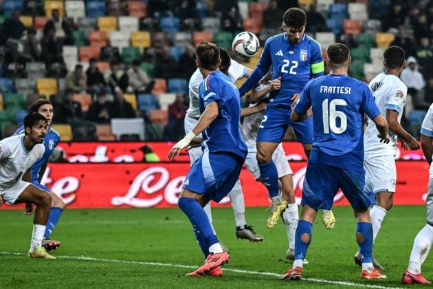 Db Udine 14 10 2024 - Nations League Italia-Israele foto Daniele Buffa Image nella foto: gol Giovanni Di Lorenzo 