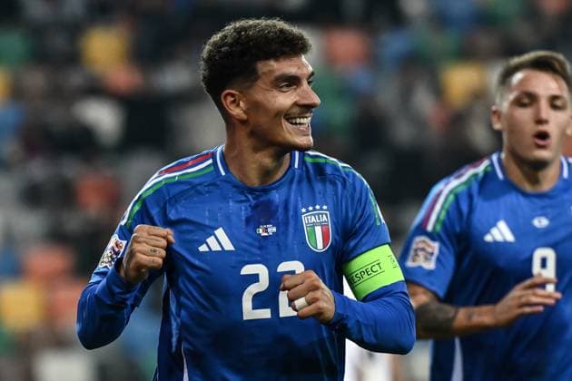 Db Udine 14 10 2024 - Nations League Italia-Israele foto Daniele Buffa Image nella foto: esultanza gol Giovanni Di Lorenzo 