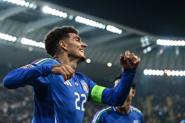 Db Udine 14 10 2024 - Nations League Italia-Israele foto Daniele Buffa Image nella foto: esultanza gol Giovanni Di Lorenzo 