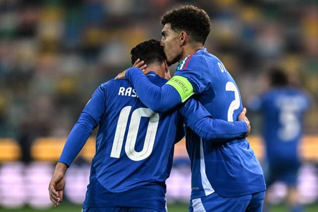 Db Udine 14 10 2024 - Nations League Italia-Israele foto Daniele Buffa Image nella foto: esultanza gol Giovanni Di Lorenzo 