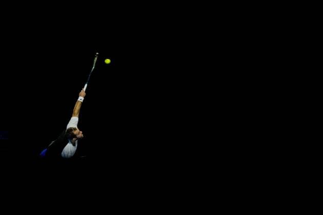 French Hugo Gaston pictured in action during a tennis match in the round of 32 of the singles competition at the ATP, Tennis Herren European Open Tennis tournament in Antwerp, Tuesday 15 October 2024. JASPERxJACOBS  x102615237x