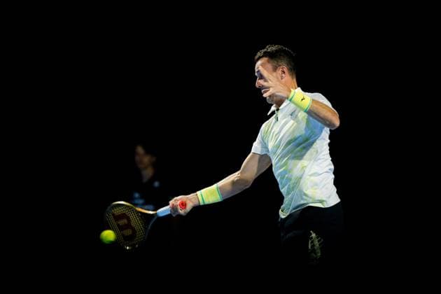 Spanish Roberto Bautista-Agut pictured in action during a tennis match in the round of 32 of the singles competition at the ATP, Tennis Herren European Open Tennis tournament in Antwerp, Tuesday 15 October 2024. JASPERxJACOBS  x102615588x