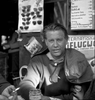 Skiflugwoche in Oberstdorf 24.02.1961. Heinrich Heini Klopfer , Skispringer und Skiflugschanzen-Architekt Â *** Ski Flying Week in Oberstdorf 24 02 1961 Heinrich Heini Klopfer , ski jumper and ski flying hill architect Â HM