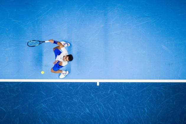 Spanish Jaume Munar pictured in action during a tennis match in the round of 32 of the singles competition at the ATP, Tennis Herren European Open Tennis tournament in Antwerp, Tuesday 15 October 2024. JASPERxJACOBS  x102621456x