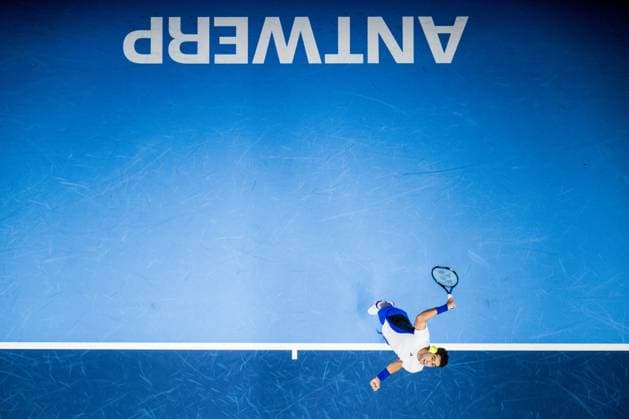 Sport Bilder des Tages Spanish Jaume Munar pictured in action during a tennis match in the round of 32 of the singles competition at the ATP, Tennis Herren European Open Tennis tournament in Antwerp, Tuesday 15 October 2024. JASPERxJACOBS  x102621494x