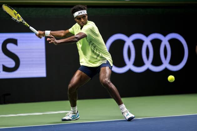 241015 Elias Ymer of Sweden competes in a men s singles tennis match against Nicolas Jarry of Chile during day 4 of the ATP 250 Nordic Open on October 15, 2024 in Stockholm Photo Emma Wallskog BILDBYRAN COP 320 EW0443 tennis atp 250 nordic open day 4 bbeng  Copyright: EMMAxWALLSKOG BB241015EW008