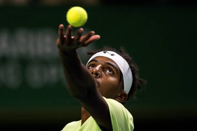 241015 Elias Ymer of Sweden competes in a men s singles tennis match against Nicolas Jarry of Chile during day 4 of the ATP 250 Nordic Open on October 15, 2024 in Stockholm Photo Emma Wallskog BILDBYRAN COP 320 EW0443 tennis atp 250 nordic open day 4 bbeng  Copyright: EMMAxWALLSKOG BB241015EW009