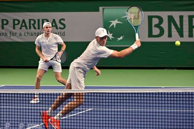 STOCKHOLM, SWEDEN 20241015 Erik Grevelius and Filip Bergevi in their match against Jeevan Nedunchezhiyan and Vijay Sundar Prashanth, Indoien in doubles during the Nordic Open in Kungliga Tennishallen STOCKHOLM SWEDEN x10060x  Copyright: xHenrikxMontgomery TTx NORDIC OPEN TENNIS 2024