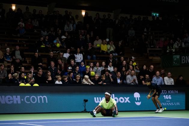 241015 Elias Ymer of Sweden looks dejected during a men s singles tennis match during day 4 of the ATP 250 Nordic Open on October 15, 2024 in Stockholm Photo Emma Wallskog BILDBYRAN COP 320 EW0443 tennis tennis atp 250 nordic open day 4 bbeng depp  Copyright: EMMAxWALLSKOG BB241015EW024