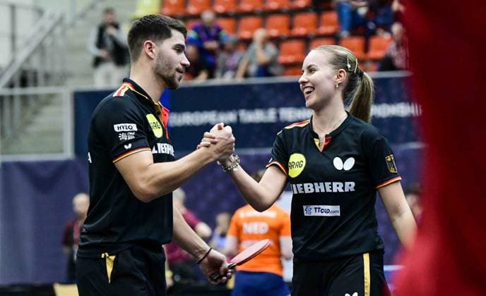 Bilder des Jahres 2024, Sport 10 Oktober Sport Themen der Woche KW42 Sport Bilder des Tages FRANZISKA_Patrick-KAUFMANN_Annett-GER-EC_Linz-2024-10-15-MS8_3037.JPG European Table tennis, Tischtennis Championships at TipsArena Linz, Austria, 15 October 2024: Mixed-Qualification round 2 Linz TipsArena, Ziegeleistraße 76, 4020 Linz Upper Austria Austria *** FRANZISKA Patrick KAUFMANN Annett GER EC Linz 2024 10 15 MS8 3037 JPG European Table Tennis Championships at TipsArena Linz, Austria, 15 October 2024 Mixed Qualification round 2 Linz TipsArena, Ziegeleistraße 76, 4020 Linz Upper Austria Austria Austria