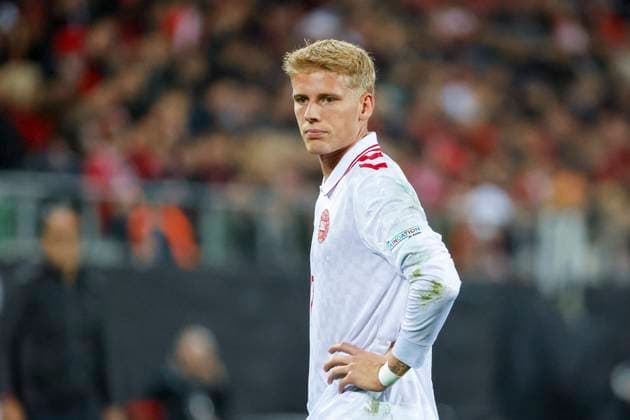 Albert Grönbaek, Gronbaek Denmark, 07 , UEFA , Nations League, Group A4, Switzerland vs Denmark, 15 10 2024, Kybunpark, St Gallen, Switzerland St Gallen Kybunpark St Gallen Switzerland Copyright: xGrantxHubbsx
