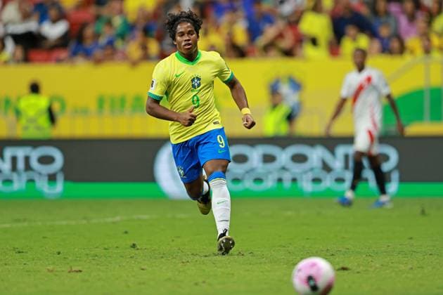 15th October 2024: Garrincha Stadium, Brasilia, Brazil: FIFA World Cup, WM, Weltmeisterschaft, Fussball 2026 Qualification, Brazil versus Peru: Endrick of Brazil  ActionPlus12703897 HeulerxAndrey