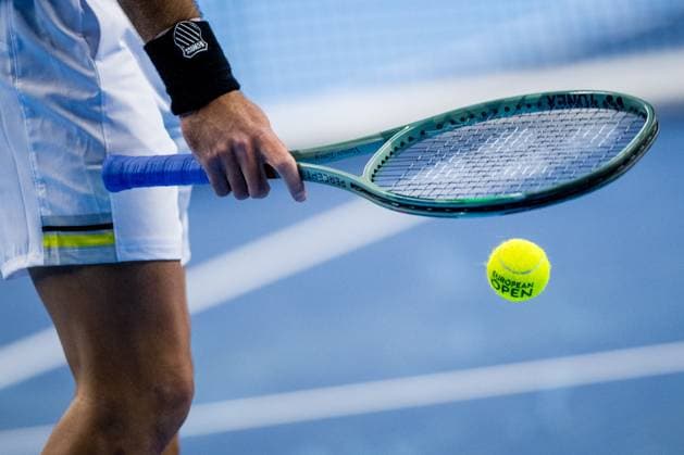 Tomas Martin Etcheverry pictured in action during a tennis match in the round of 32 of the singles competition at the ATP, Tennis Herren European Open Tennis tournament in Antwerp, Wednesday 16 October 2024. JASPERxJACOBS  x102687360x