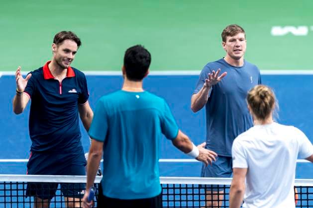 241016 Sem Verbeek of Netherlands and AndrÃ Göransson of Sweden celebrate after a men s doubles tennis match during day 5 of the ATP 250 Nordic Open on October 16, 2024 in Stockholm Photo Sara Damne BILDBYRAN kod SD SD0014 tennis atp 250 nordic open day 5 bbeng jubel  Copyright: SARAxDAMNE BB241016SD002