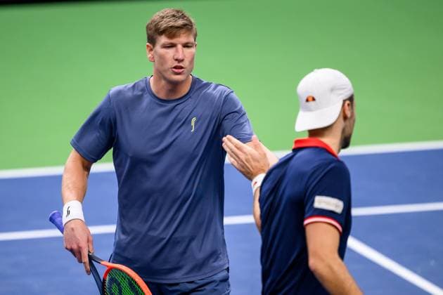 241016 AndrÃ Göransson of Sweden and Sem Verbeek of Netherlands celebrate as they compete in a men s doubles tennis match during day 5 of the ATP 250 Nordic Open on October 16, 2024 in Stockholm Photo Jesper Zerman BILDBYRAN kod JZ SD0014 tennis atp 250 nordic open day 5 bbeng jubel  Copyright: JESPERxZERMAN BB241016JZ004