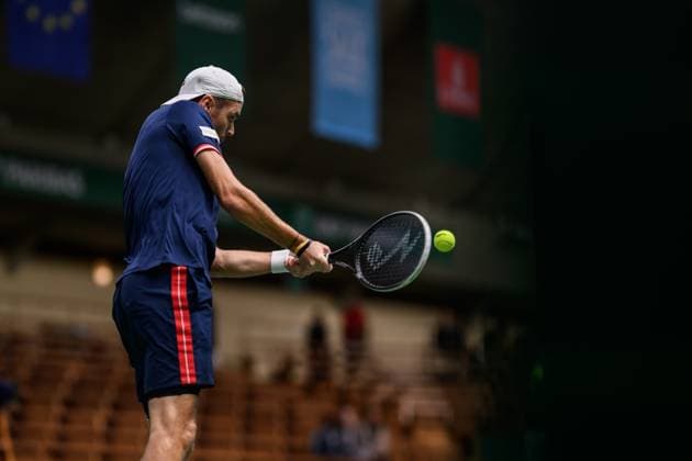 241016 Sem Verbeek of Netherlands competes in a men s doubles tennis match during day 5 of the ATP 250 Nordic Open on October 16, 2024 in Stockholm Photo Jesper Zerman BILDBYRAN kod JZ SD0014 tennis atp 250 nordic open day 5 bbeng  Copyright: JESPERxZERMAN BB241016JZ009