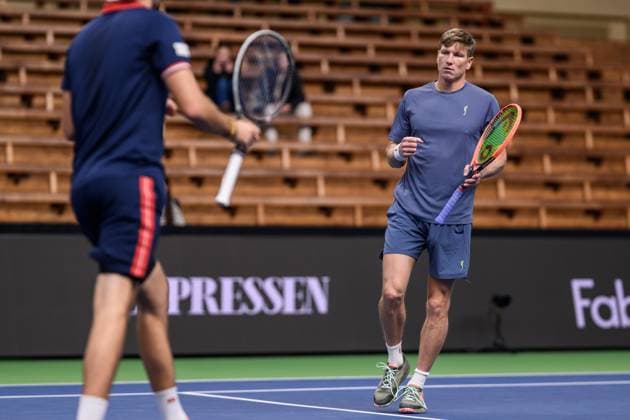 241016 Sem Verbeek of Netherlands and AndrÃ Göransson of Sweden compete in a men s doubles tennis match during day 5 of the ATP 250 Nordic Open on October 16, 2024 in Stockholm Photo Jesper Zerman BILDBYRAN kod JZ SD0014 tennis atp 250 nordic open day 5 bbeng jubel  Copyright: JESPERxZERMAN BB241016JZ021