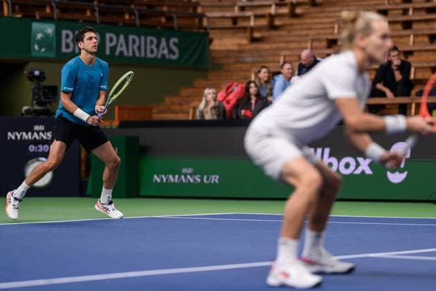 241016 Marcelo Melo of Brazil competes in a men s doubles tennis match during day 5 of the ATP 250 Nordic Open on October 16, 2024 in Stockholm Photo Jesper Zerman BILDBYRAN kod JZ SD0014 tennis atp 250 nordic open day 5 bbeng  Copyright: JESPERxZERMAN BB241016JZ023