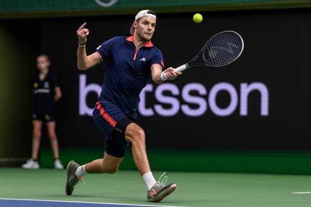 241016 Sem Verbeek of Netherlands competes in a men s doubles tennis match during day 5 of the ATP 250 Nordic Open on October 16, 2024 in Stockholm Photo Jesper Zerman BILDBYRAN kod JZ SD0014 tennis atp 250 nordic open day 5 bbeng  Copyright: JESPERxZERMAN BB241016JZ025