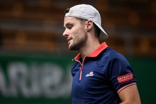 241016 Sem Verbeek of Netherlands competes in a men s doubles tennis match during day 5 of the ATP 250 Nordic Open on October 16, 2024 in Stockholm Photo Jesper Zerman BILDBYRAN kod JZ SD0014 tennis atp 250 nordic open day 5 bbeng  Copyright: JESPERxZERMAN BB241016JZ030
