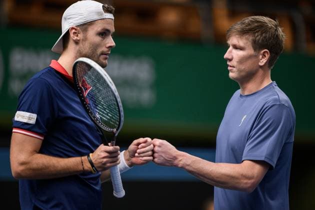 241016 Sem Verbeek of Netherlands and AndrÃ Göransson of Sweden compete in a men s doubles tennis match during day 5 of the ATP 250 Nordic Open on October 16, 2024 in Stockholm Photo Jesper Zerman BILDBYRAN kod JZ SD0014 tennis atp 250 nordic open day 5 bbeng jubel  Copyright: JESPERxZERMAN BB241016JZ031