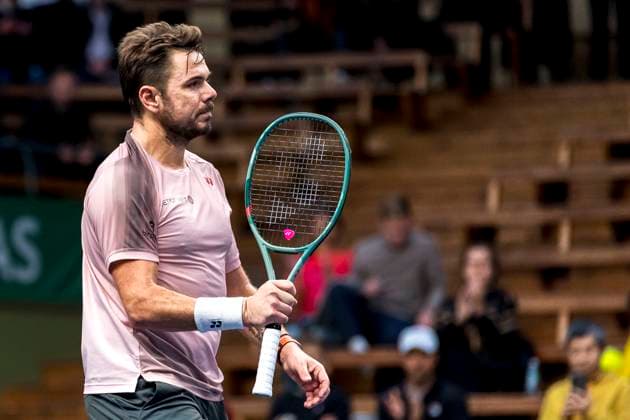 241016 Stan Wawrinka of Switzerland celebrates after competing in a men s singles tennis match during day 5 of the ATP 250 Nordic Open on October 16, 2024 in Stockholm Photo Sara Damne BILDBYRAN kod SD SD0014 tennis atp 250 nordic open day 5 bbeng jubel  Copyright: SARAxDAMNE BB241016SD007