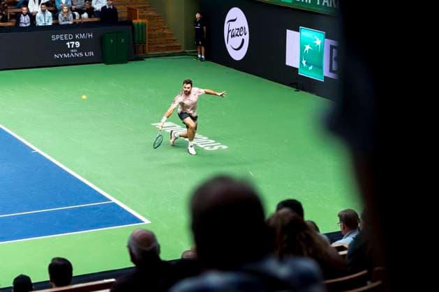 241016 Stan Wawrinka of Switzerland competes in a men s singles tennis match during day 5 of the ATP 250 Nordic Open on October 16, 2024 in Stockholm Photo Sara Damne BILDBYRAN kod SD SD0014 tennis atp 250 nordic open day 5 bbeng  Copyright: SARAxDAMNE BB241016SD011