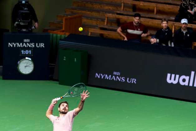 241016 Stan Wawrinka of Switzerland competes in a men s singles tennis match during day 5 of the ATP 250 Nordic Open on October 16, 2024 in Stockholm Photo Sara Damne BILDBYRAN kod SD SD0014 tennis atp 250 nordic open day 5 bbeng  Copyright: SARAxDAMNE BB241016SD013
