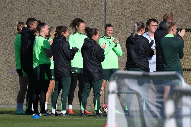 VfL vs Olympique Lyon, CL Women, Preliminary Reports Wolfsburg, 16 10 2024, FOOTBALL VfL Wolfsburg vs Olympique Lyon, Group Round Champions League Women, Season 2024 25 VfL Wolfsburg Final Training Wolfsburg
