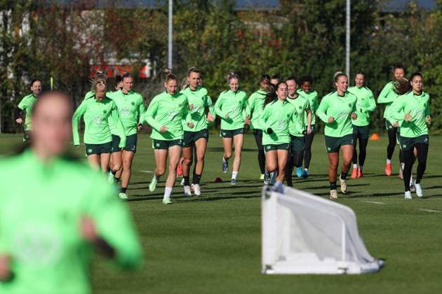 VfL vs Olympique Lyon, CL Women, Preliminary Reports Wolfsburg, 16 10 2024, FOOTBALL VfL Wolfsburg vs Olympique Lyon, Group Round Champions League Women, Season 2024 25 VfL Wolfsburg Final Training Wolfsburg