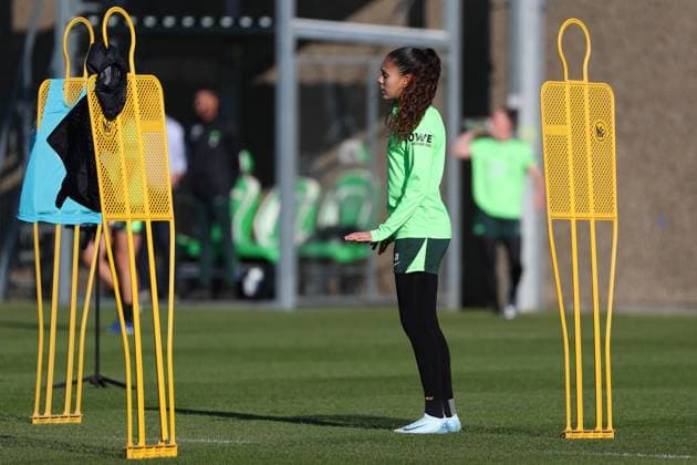 VfL vs Olympique Lyon, CL Women, Preliminary reports Wolfsburg, 16 10 2024, FOOTBALL VfL Wolfsburg vs Olympique Lyon, Group round Champions League Women, Season 2024 25 VfL Wolfsburg final training, Ariana Arias VfL Wolfsburg Wolfsburg Wolfsburg