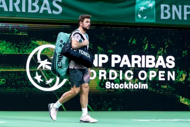241016 Stan Wawrinka of Switzerland ahead of a men s singles tennis match during day 5 of the ATP 250 Nordic Open on October 16, 2024 in Stockholm Photo Sara Damne BILDBYRAN kod SD SD0014 tennis atp 250 nordic open day 5 bbeng  Copyright: SARAxDAMNE BB241016SD018