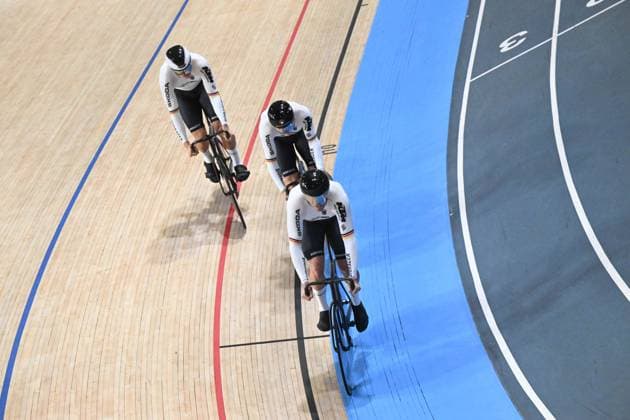 16-10-2024 World Championships Elite Track; Giornata 01; 2024, Germany; Flemming, Pete Collin; Schroter, Nik; Spiegel, Luca; Velodromo Ballerup; 