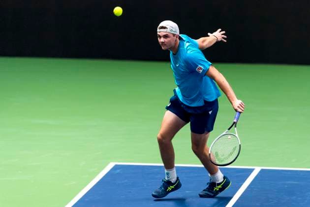 24101Dominic Stricker of Switzerland competes in a men s singles tennis match during day 5 of the ATP 250 Nordic Open on October 16, 2024 in Stockholm Photo Sara Damne BILDBYRAN kod SD SD0014 tennis atp 250 nordic open day 5 bbeng  Copyright: SARAxDAMNE BB241016SD028