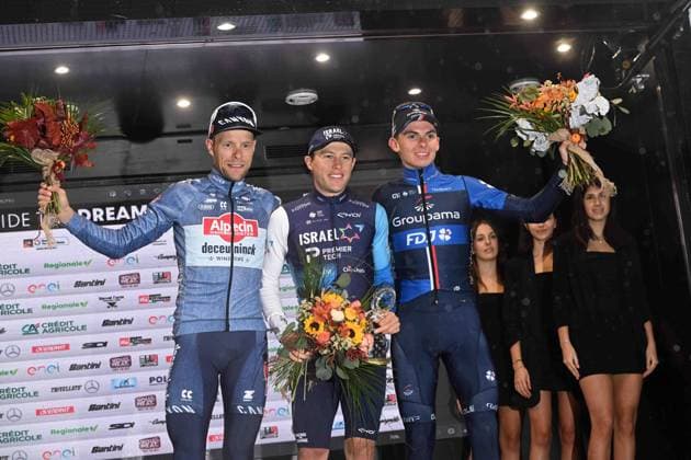 16-10-2024 Giro Del Veneto; 2024, Israel - Premier Tech; 2024, Alpecin - Deceuninck; 2024, Groupama - Fdj; Strong, Corbin; Meurisse, Xandro; Gregoire, Romain; Vicenza; 