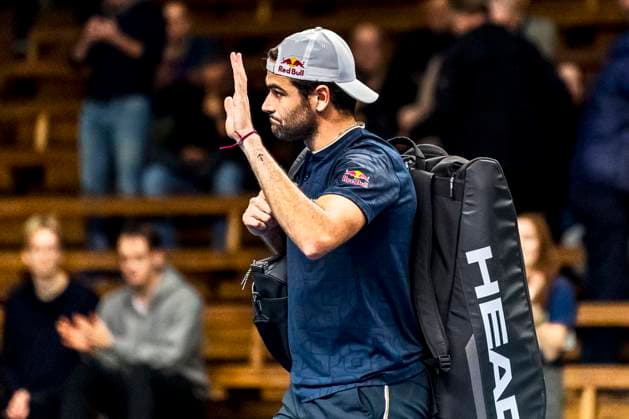241016 Matteo Berrettini of Italy looks dejected after competing in a men s singles tennis match during day 5 of the ATP 250 Nordic Open on October 16, 2024 in Stockholm Photo Sara Damne BILDBYRAN kod SD SD0014 tennis atp 250 nordic open day 5 bbeng depp  Copyright: SARAxDAMNE BB241016SD032